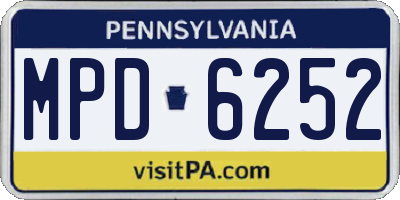 PA license plate MPD6252