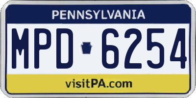 PA license plate MPD6254
