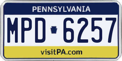 PA license plate MPD6257