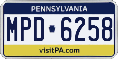 PA license plate MPD6258