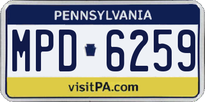 PA license plate MPD6259