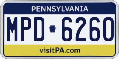 PA license plate MPD6260