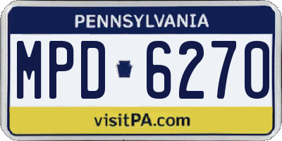 PA license plate MPD6270