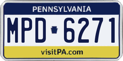 PA license plate MPD6271