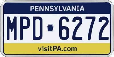 PA license plate MPD6272