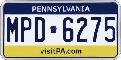 PA license plate MPD6275