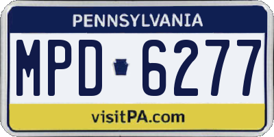 PA license plate MPD6277