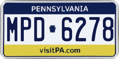 PA license plate MPD6278