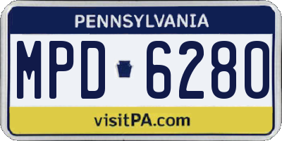 PA license plate MPD6280