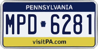 PA license plate MPD6281
