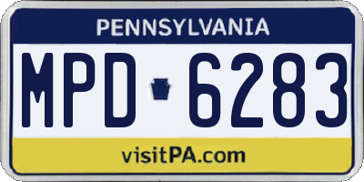 PA license plate MPD6283