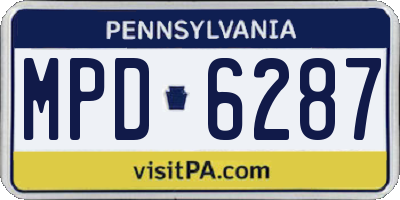 PA license plate MPD6287