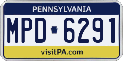 PA license plate MPD6291