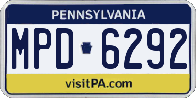 PA license plate MPD6292