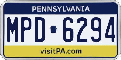 PA license plate MPD6294