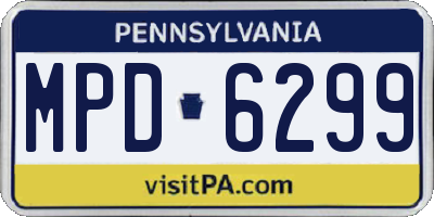 PA license plate MPD6299