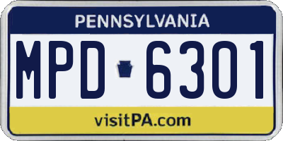 PA license plate MPD6301
