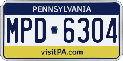 PA license plate MPD6304