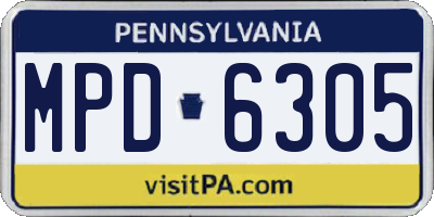 PA license plate MPD6305