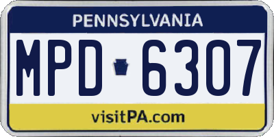 PA license plate MPD6307