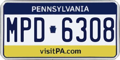 PA license plate MPD6308