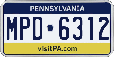 PA license plate MPD6312