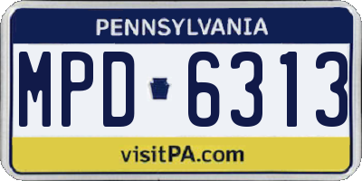 PA license plate MPD6313