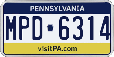 PA license plate MPD6314