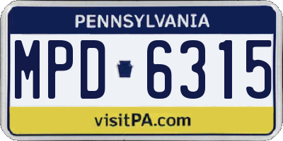 PA license plate MPD6315