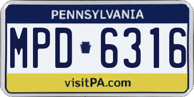 PA license plate MPD6316