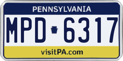 PA license plate MPD6317