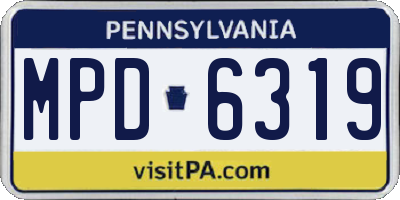 PA license plate MPD6319