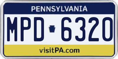 PA license plate MPD6320