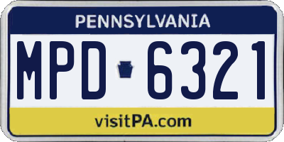 PA license plate MPD6321