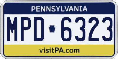 PA license plate MPD6323