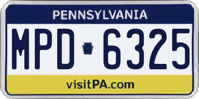 PA license plate MPD6325
