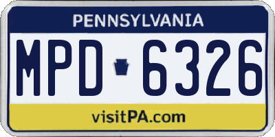 PA license plate MPD6326