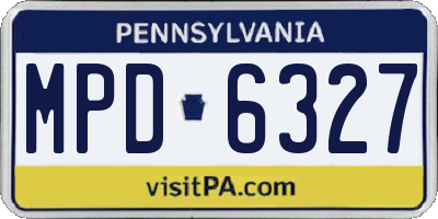 PA license plate MPD6327