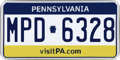 PA license plate MPD6328