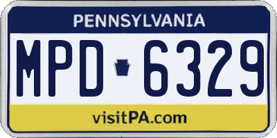 PA license plate MPD6329