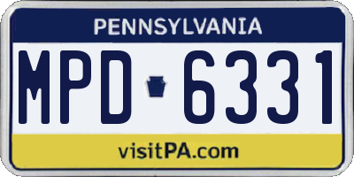 PA license plate MPD6331