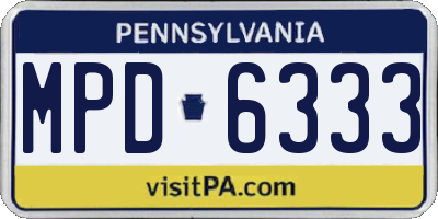 PA license plate MPD6333