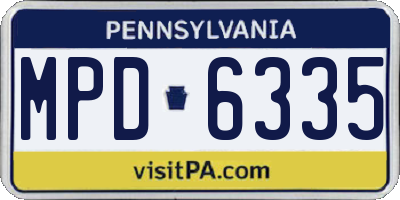 PA license plate MPD6335