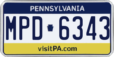 PA license plate MPD6343
