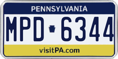 PA license plate MPD6344