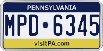 PA license plate MPD6345
