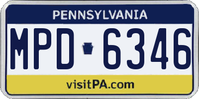 PA license plate MPD6346