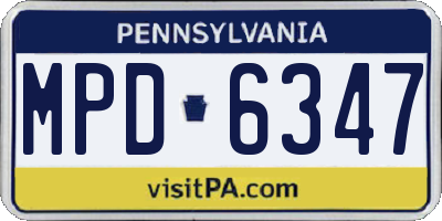 PA license plate MPD6347