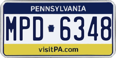 PA license plate MPD6348