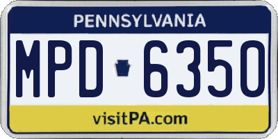 PA license plate MPD6350